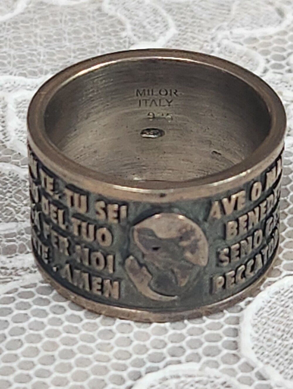 Milor Italy RING Italian Prayer Hail Mary Ave Maria SIZE 9